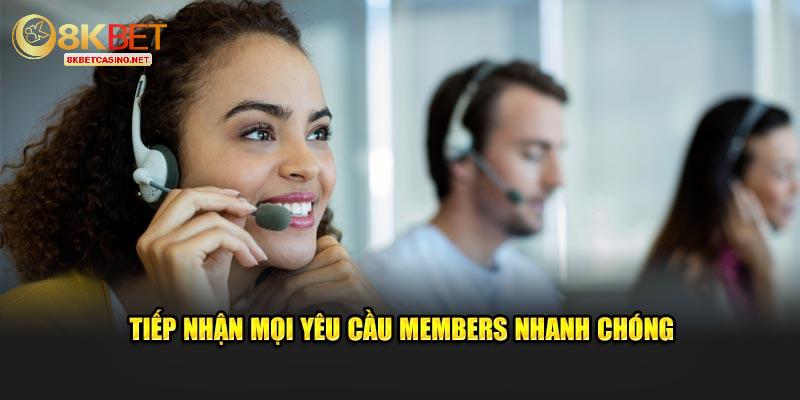 Tiếp nhận mọi yêu cầu members nhanh chóng